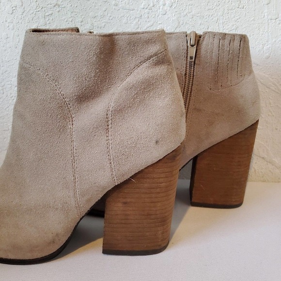Jeffrey Campbell Ankle Boots Womens Size 6 Hanger Taupe Suede Heel Zip Booties - Picture 6 of 12